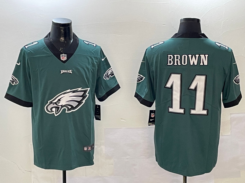 Men Philadelphia Eagles #11 Brown green 2025 Nike NFL jersey style 016
